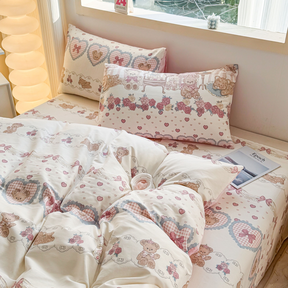 91家纺网 家纺一手货源 找家纺 小蓝孩家纺 2026新款12868全棉纯棉印花四件套（联系商家可打折，尺寸可定制） 安缦小熊