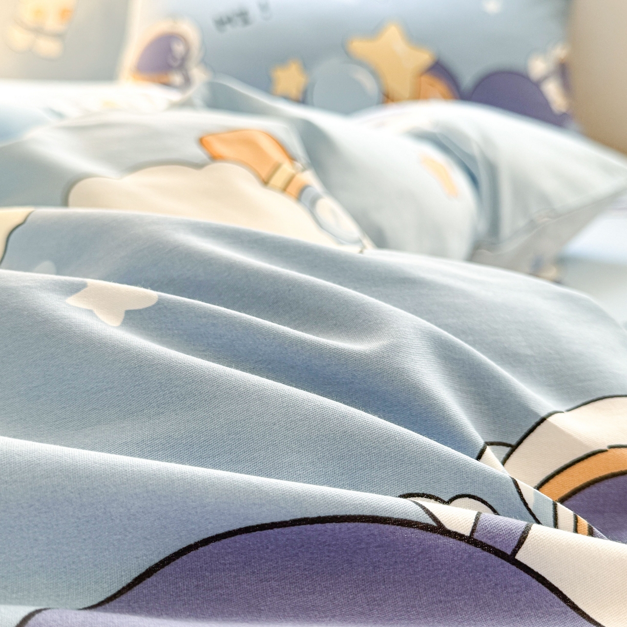 91家纺网 家纺一手货源 找家纺 小蓝孩家纺 2026新款12868全棉纯棉印花四件套（联系商家可打折，尺寸可定制） 太空梦乐园