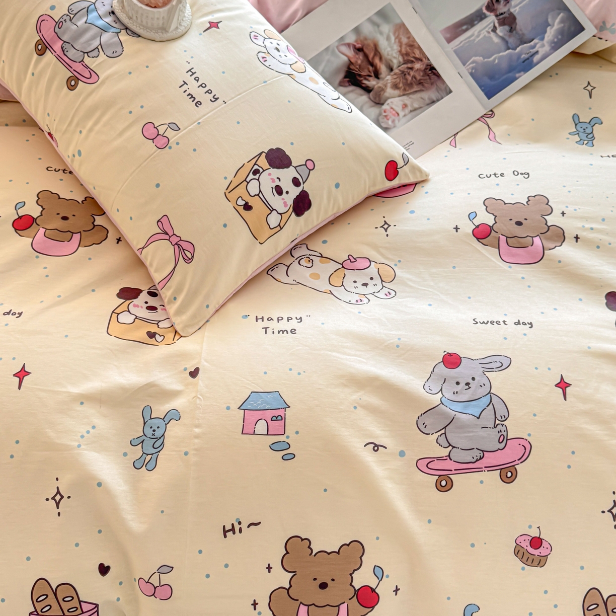 91家纺网 家纺一手货源 找家纺 小蓝孩家纺 2026新款12868全棉纯棉印花四件套（联系商家可打折，尺寸可定制） 可爱颂