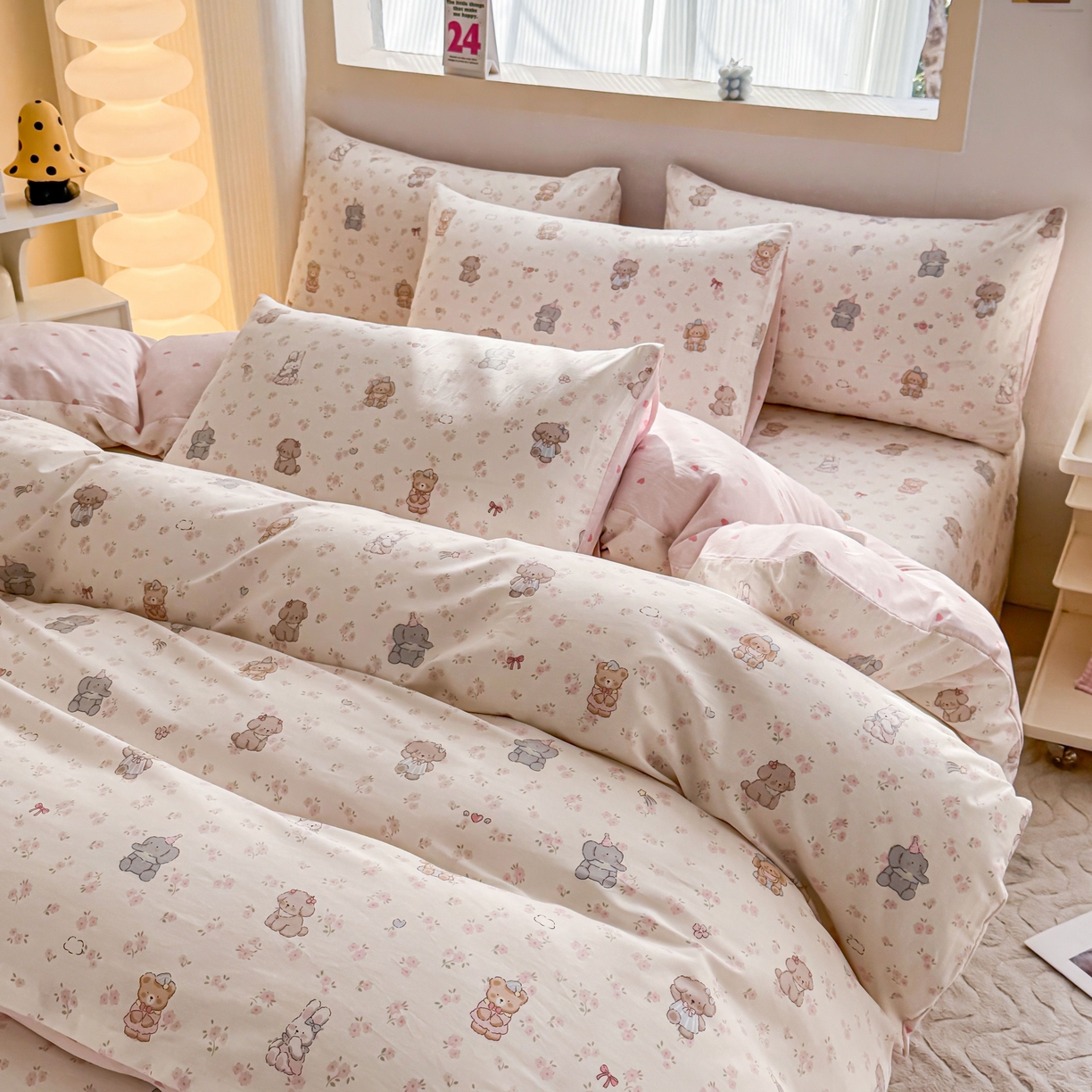 91家纺网 家纺一手货源 找家纺 小蓝孩家纺 2026新款12868全棉纯棉印花四件套（联系商家可打折，尺寸可定制） 奶酪幼儿园