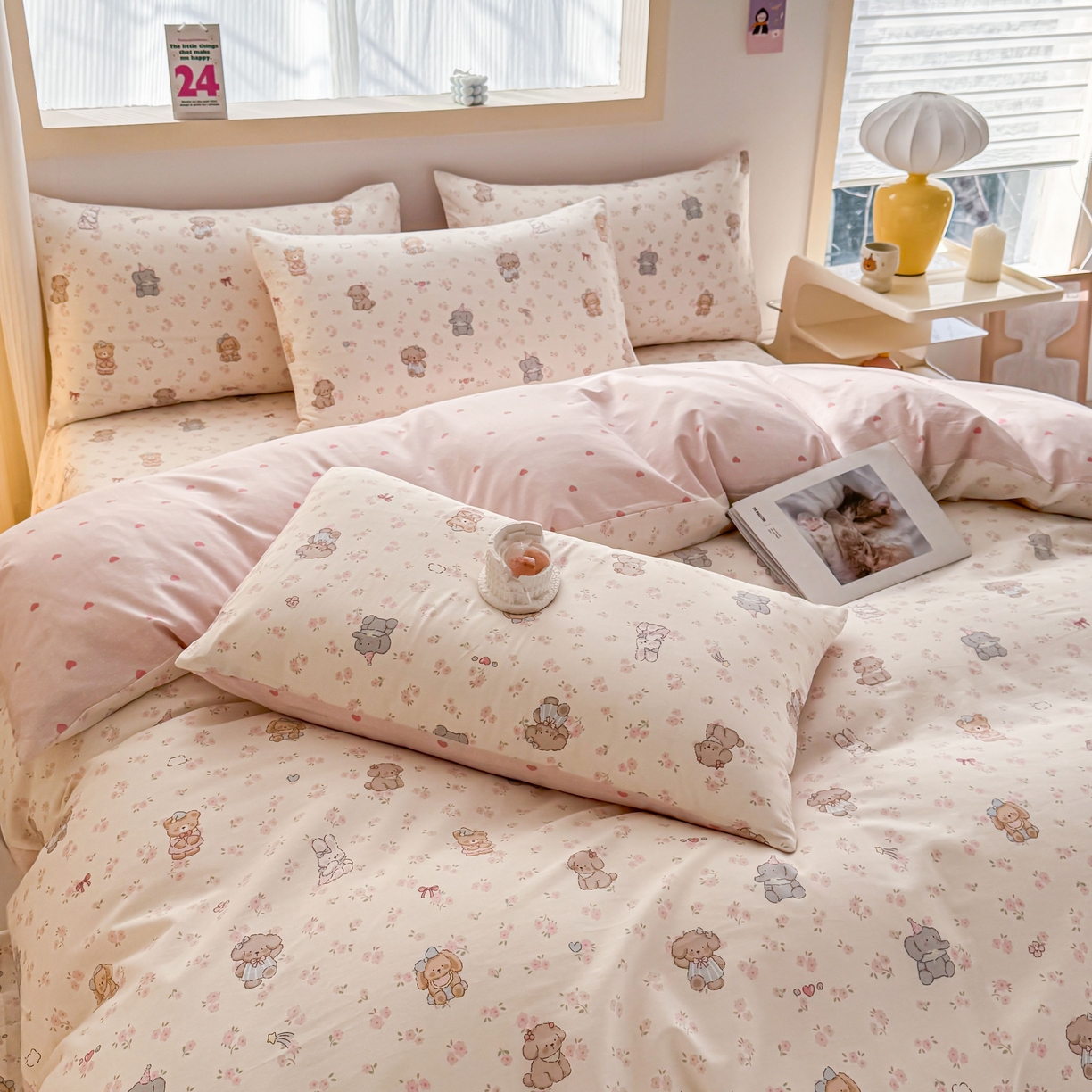 91家纺网 家纺一手货源 找家纺 小蓝孩家纺 2026新款12868全棉纯棉印花四件套（联系商家可打折，尺寸可定制） 奶酪幼儿园