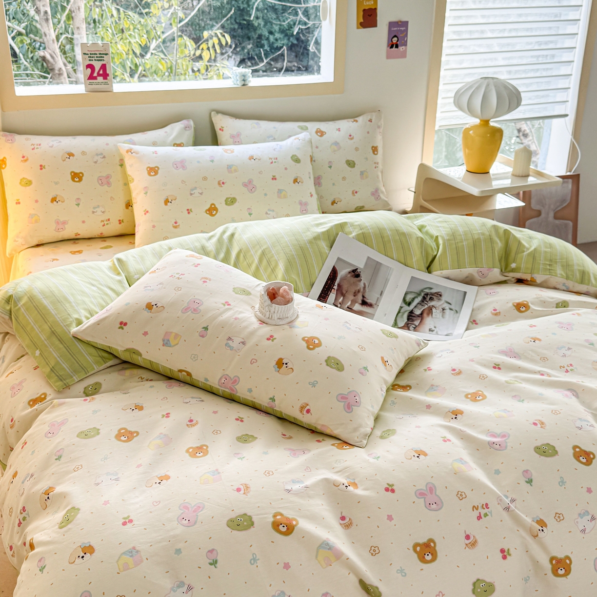 91家纺网 家纺一手货源 找家纺 小蓝孩家纺 2026新款12868全棉纯棉印花四件套（联系商家可打折，尺寸可定制） 假日小狗