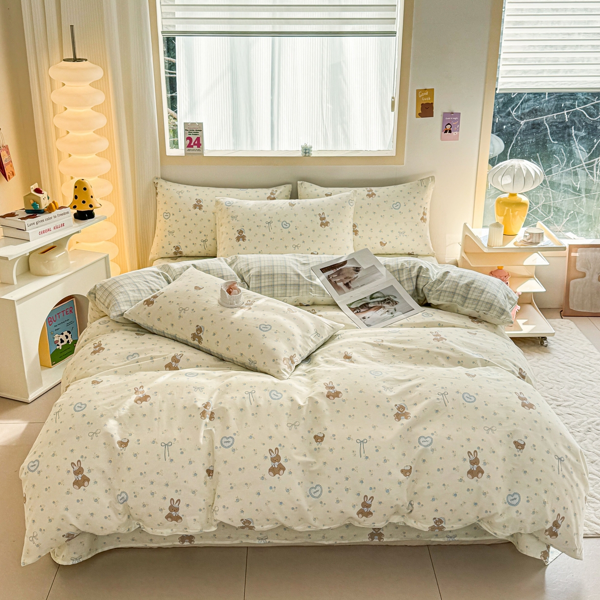 小蓝孩家纺 2026新款12868全棉纯棉印花四件套（联系商家可打折，尺寸可定制） 告白兔