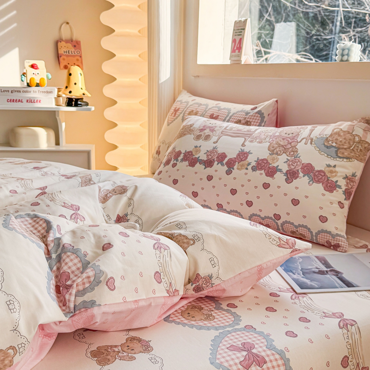 91家纺网 家纺一手货源 找家纺 小蓝孩家纺 2026新款12868全棉纯棉印花四件套（联系商家可打折，尺寸可定制） 安缦小熊