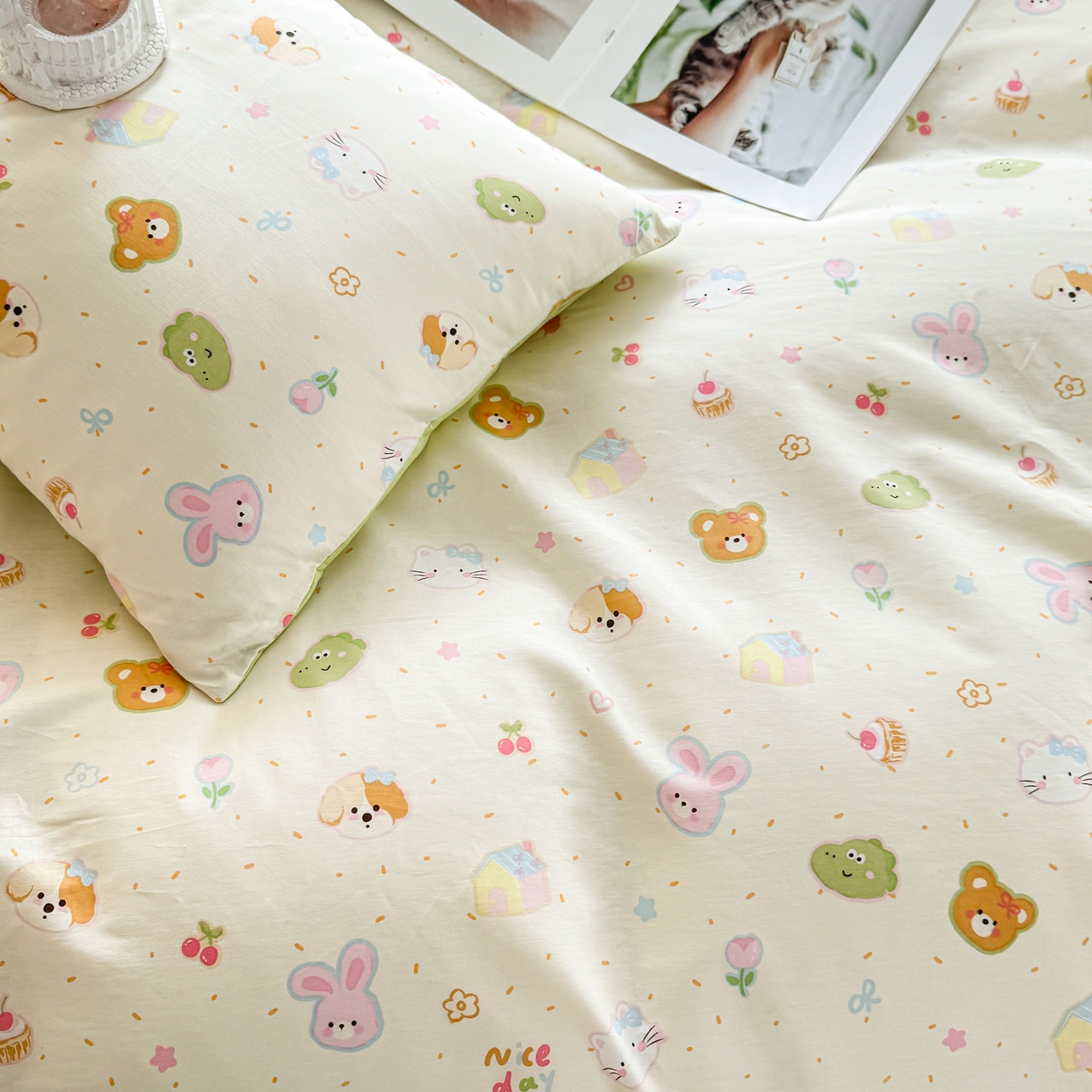 91家纺网 家纺一手货源 找家纺 小蓝孩家纺 2026新款12868全棉纯棉印花四件套（联系商家可打折，尺寸可定制） 假日小狗