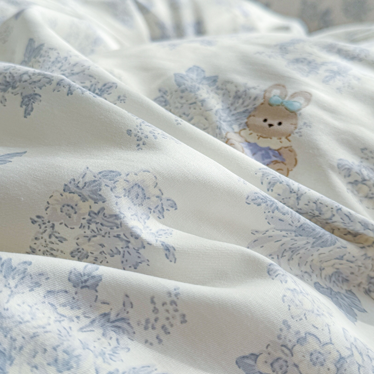 91家纺网 家纺一手货源 找家纺 小蓝孩家纺 2026新款12868全棉纯棉印花四件套（联系商家可打折，尺寸可定制） 森林兔