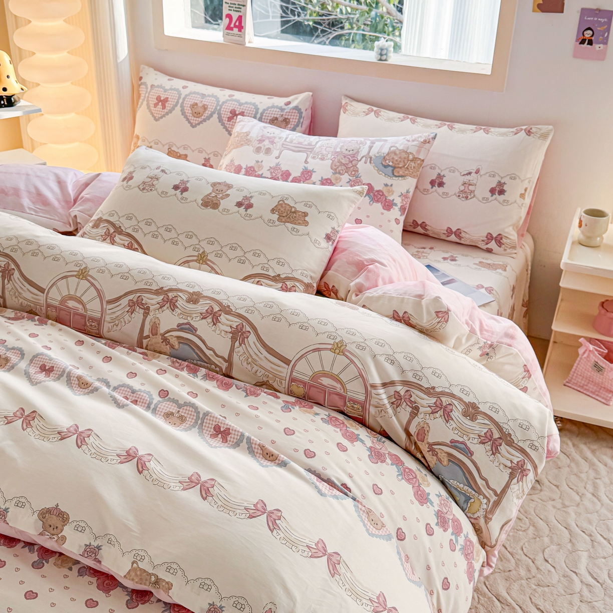 91家纺网 家纺一手货源 找家纺 小蓝孩家纺 2026新款12868全棉纯棉印花四件套（联系商家可打折，尺寸可定制） 安缦小熊