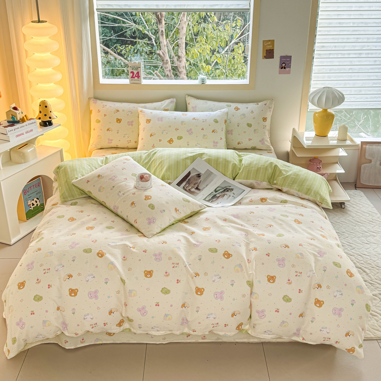 小蓝孩家纺 2026新款12868全棉纯棉印花四件套（联系商家可打折，尺寸可定制） 假日小狗