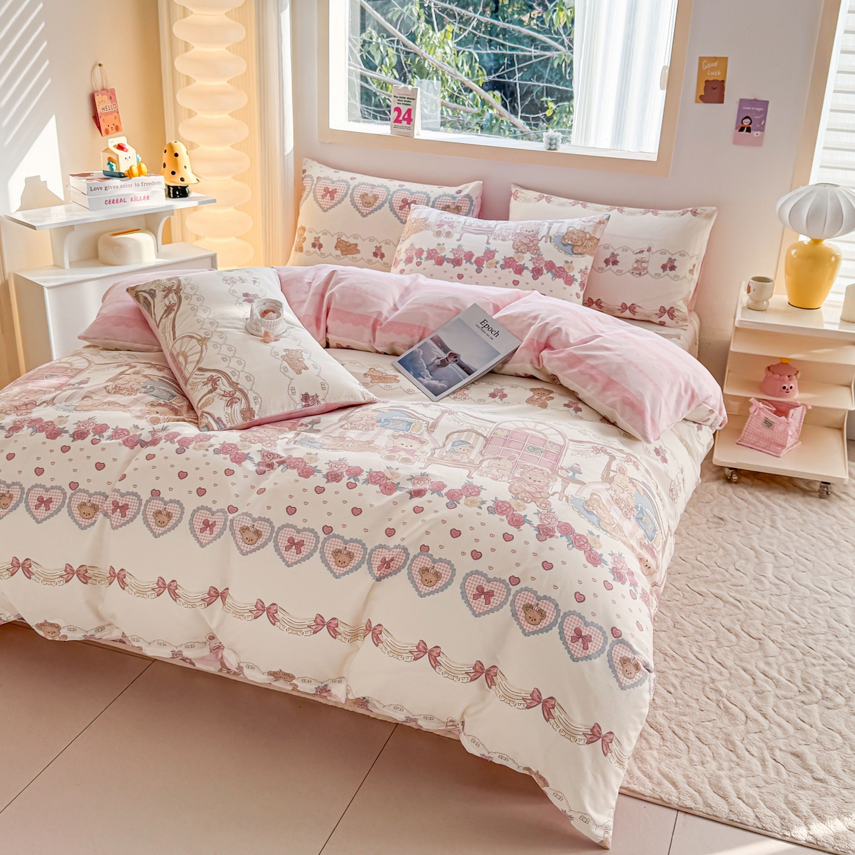 91家纺网 家纺一手货源 找家纺 小蓝孩家纺 2026新款12868全棉纯棉印花四件套（联系商家可打折，尺寸可定制） 安缦小熊