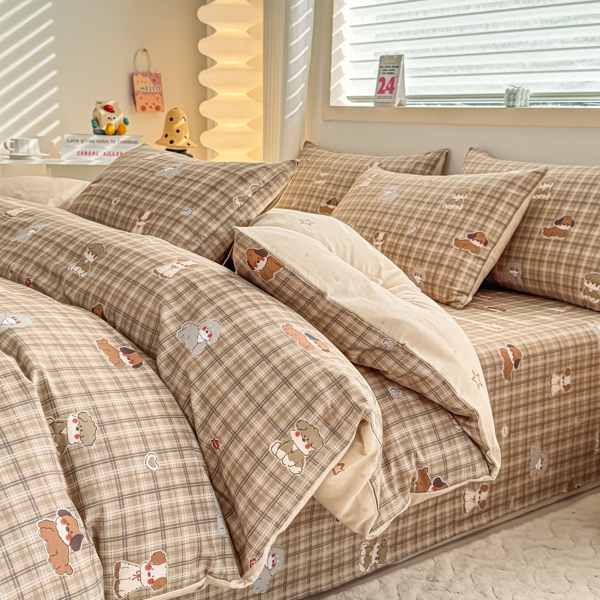 91家纺网 家纺一手货源 找家纺 小蓝孩家纺 2026新款12868全棉纯棉印花四件套（联系商家可打折，尺寸可定制） 哈哈狗