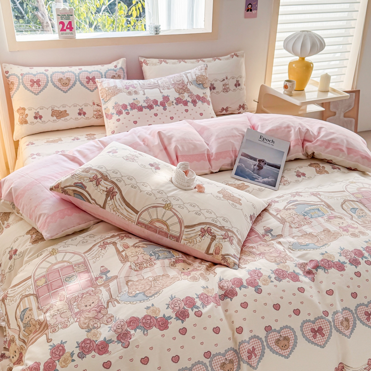 91家纺网 家纺一手货源 找家纺 小蓝孩家纺 2026新款12868全棉纯棉印花四件套（联系商家可打折，尺寸可定制） 安缦小熊