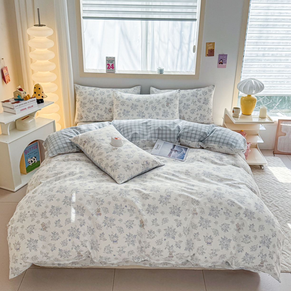 小蓝孩家纺 2026新款12868全棉纯棉印花四件套（联系商家可打折，尺寸可定制） 森林兔