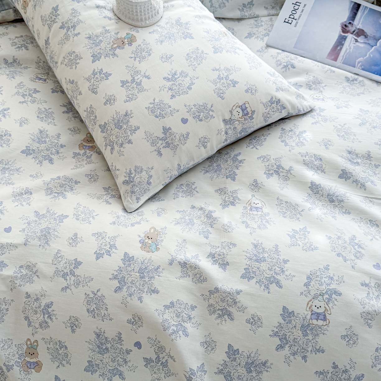 91家纺网 家纺一手货源 找家纺 小蓝孩家纺 2026新款12868全棉纯棉印花四件套（联系商家可打折，尺寸可定制） 森林兔