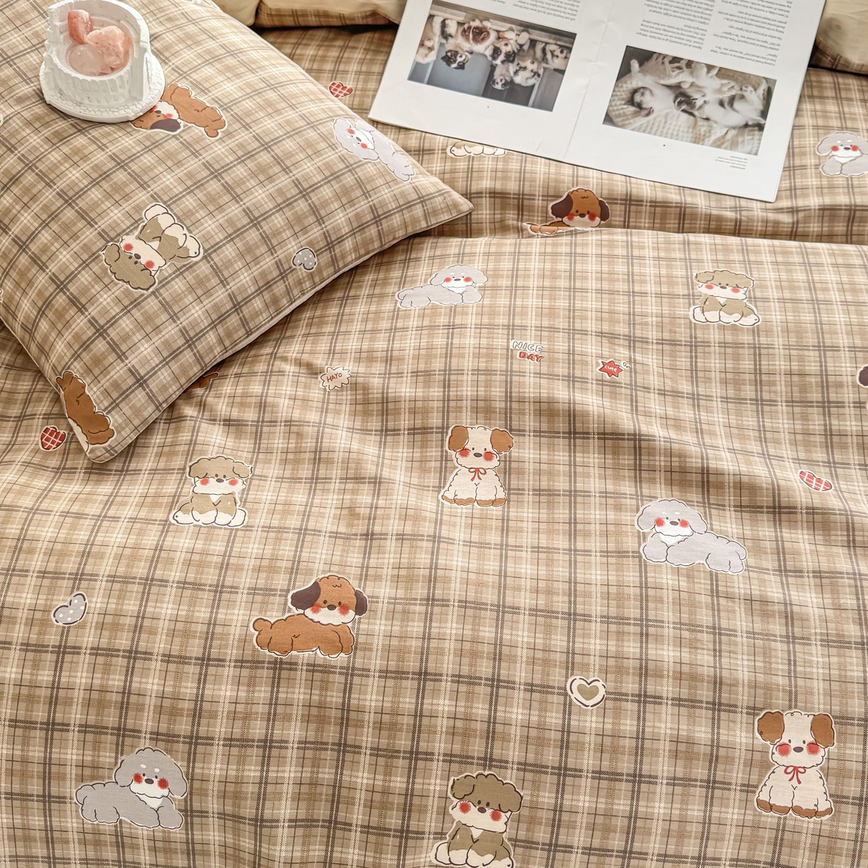 91家纺网 家纺一手货源 找家纺 小蓝孩家纺 2026新款12868全棉纯棉印花四件套（联系商家可打折，尺寸可定制） 哈哈狗