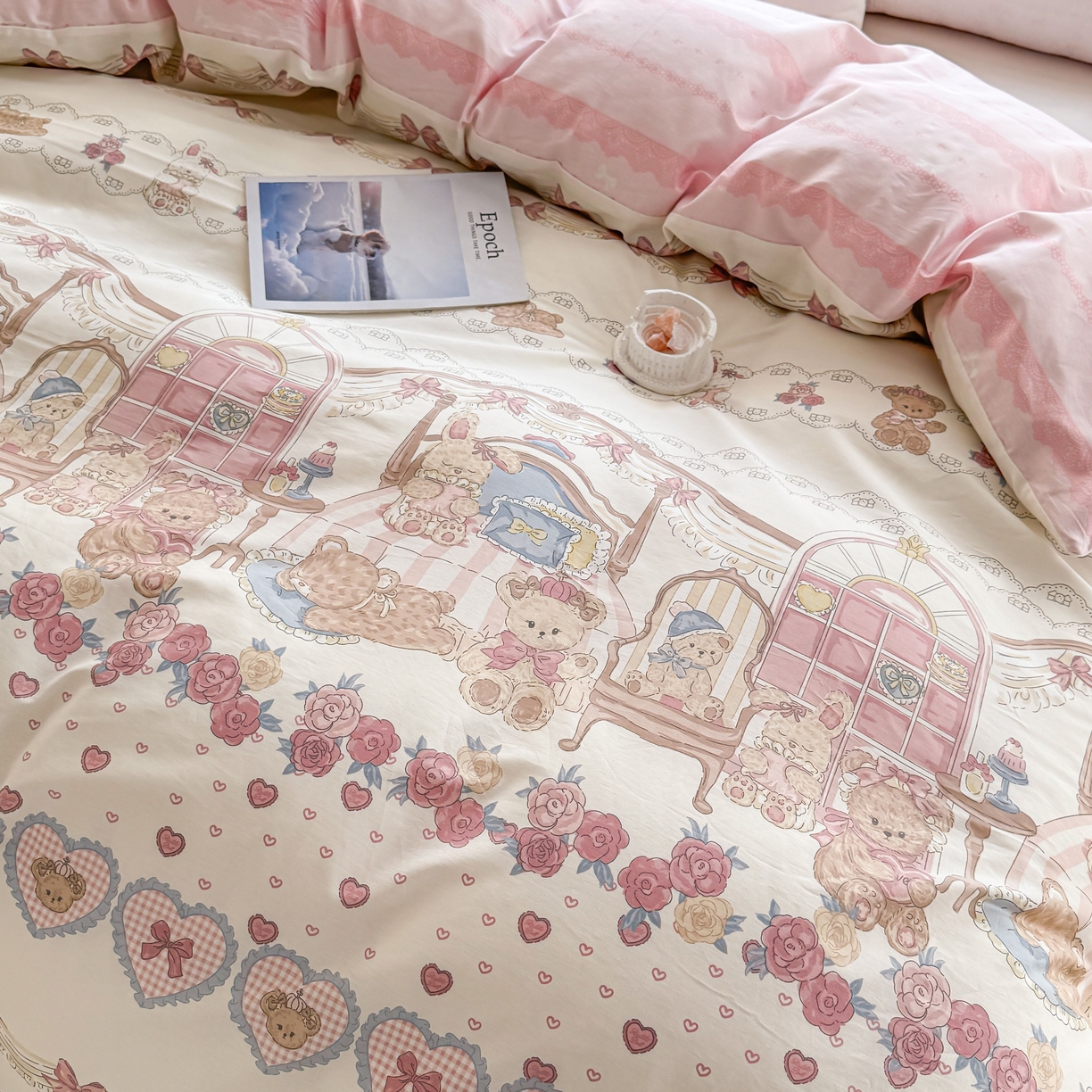 91家纺网 家纺一手货源 找家纺 小蓝孩家纺 2026新款12868全棉纯棉印花四件套（联系商家可打折，尺寸可定制） 安缦小熊