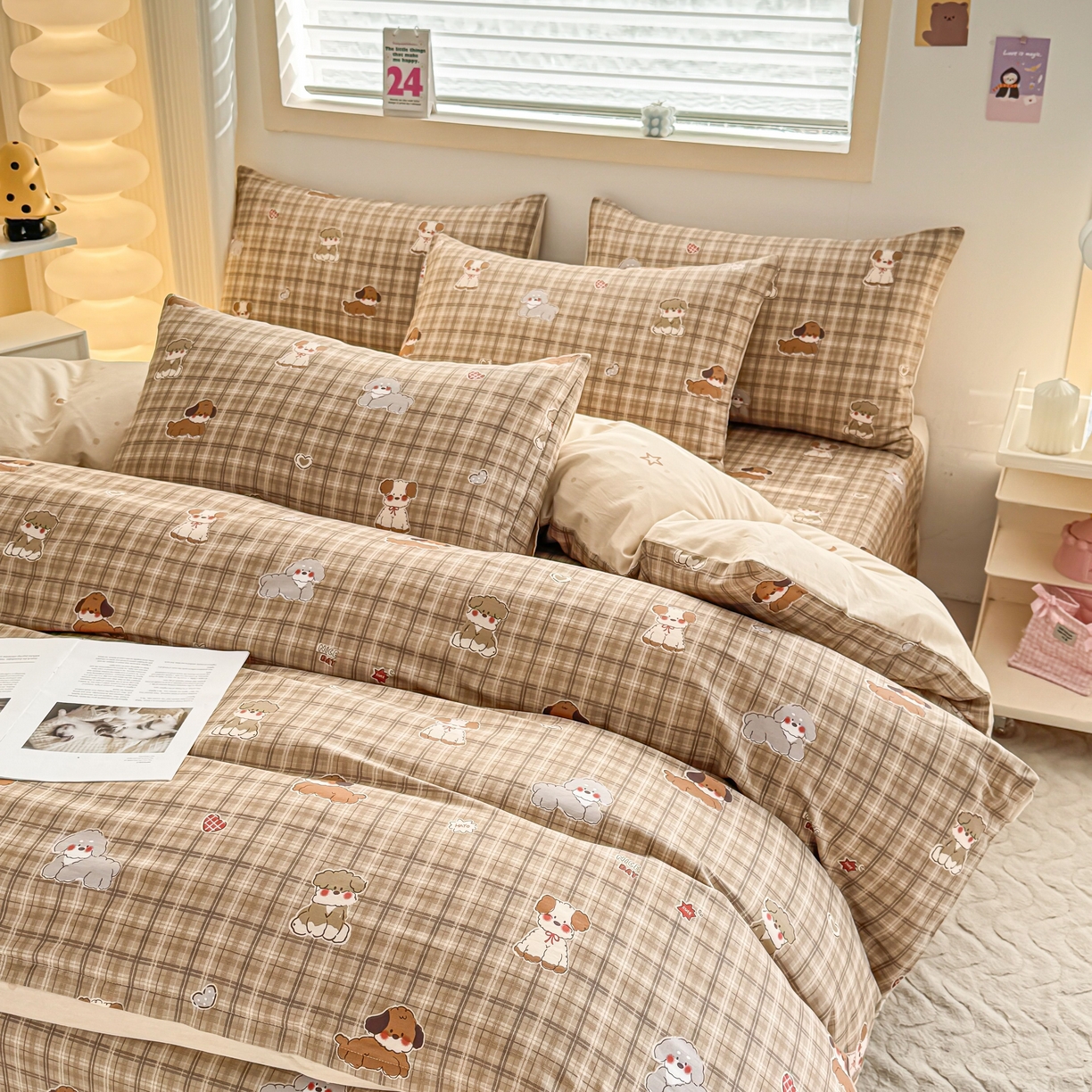 91家纺网 家纺一手货源 找家纺 小蓝孩家纺 2026新款12868全棉纯棉印花四件套（联系商家可打折，尺寸可定制） 哈哈狗