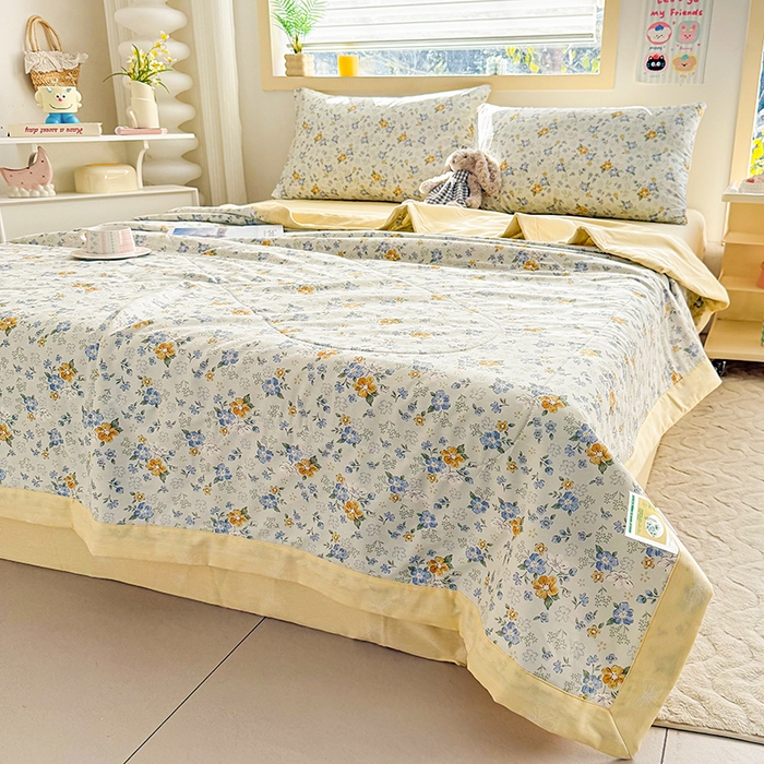 91家纺网 家纺一手货源 找家纺 禹祥家纺 （包质检）2026新款A类里外全棉新疆棉夏被夏凉被空调被儿童被 花语花夕