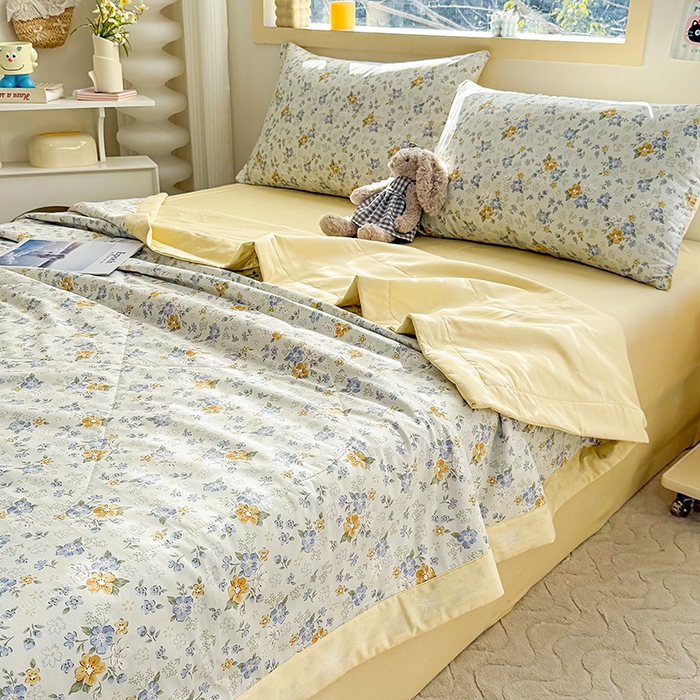 91家纺网 家纺一手货源 找家纺 禹祥家纺 （包质检）2026新款A类里外全棉新疆棉夏被夏凉被空调被儿童被 花语花夕