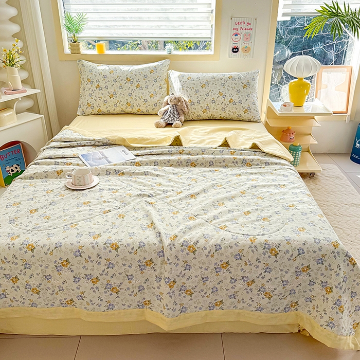 91家纺网 家纺一手货源 找家纺 禹祥家纺 （包质检）2026新款A类里外全棉新疆棉夏被夏凉被空调被儿童被 花语花夕