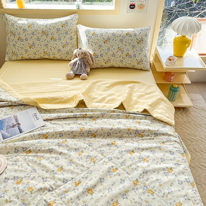 91家纺网 家纺一手货源 找家纺 禹祥家纺 （包质检）2026新款A类里外全棉新疆棉夏被夏凉被空调被儿童被 花语花夕