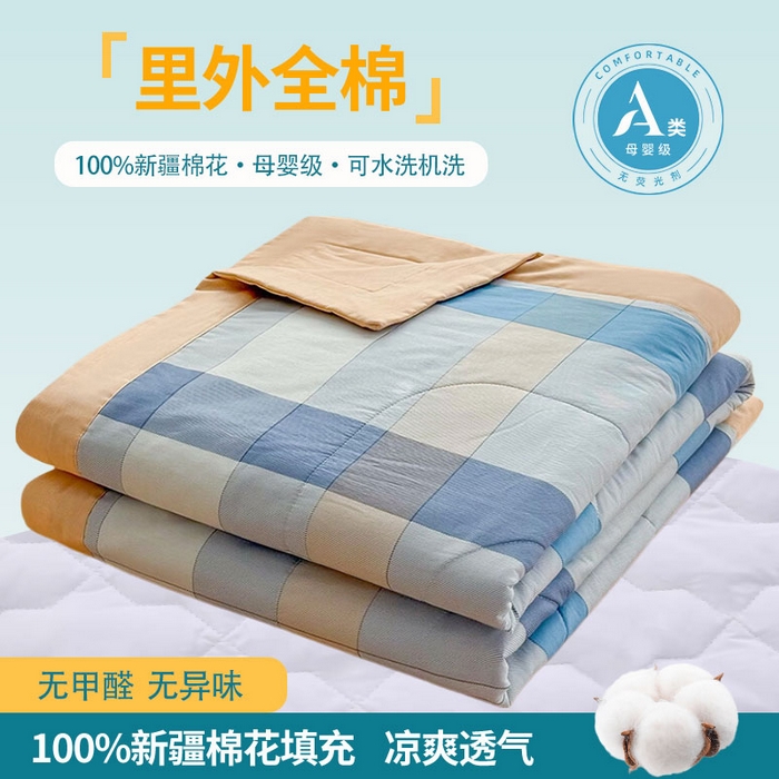 禹祥家纺 （包质检）2026新款A类里外全棉新疆棉夏被夏凉被空调被儿童被 米兰