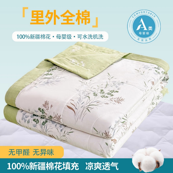 禹祥家纺 （包质检）2026新款A类里外全棉新疆棉夏被夏凉被空调被儿童被 漫山