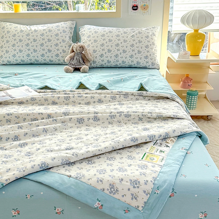 91家纺网 家纺一手货源 找家纺 禹祥家纺 （包质检）2026新款A类里外全棉新疆棉夏被夏凉被空调被儿童被 初春伊语