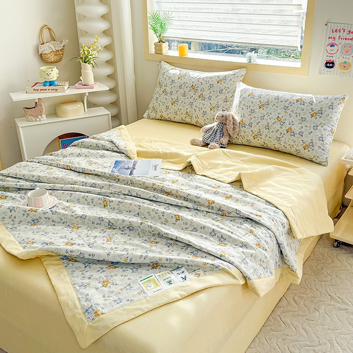 91家纺网 家纺一手货源 找家纺 禹祥家纺 （包质检）2026新款A类里外全棉新疆棉夏被夏凉被空调被儿童被 花语花夕