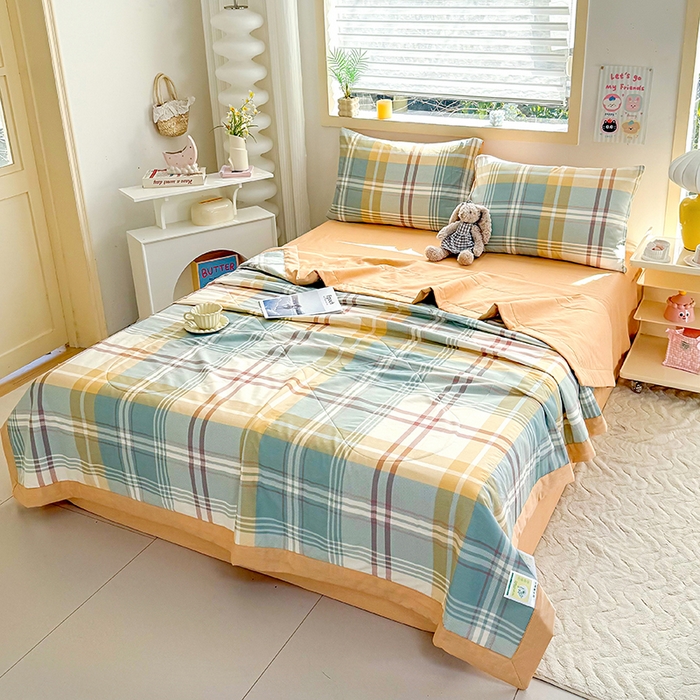 91家纺网 家纺一手货源 找家纺 禹祥家纺 （包质检）2026新款A类里外全棉新疆棉夏被夏凉被空调被儿童被 飞亚-绿