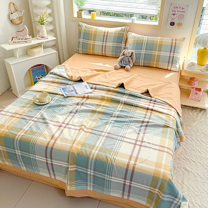 91家纺网 家纺一手货源 找家纺 禹祥家纺 （包质检）2026新款A类里外全棉新疆棉夏被夏凉被空调被儿童被 飞亚-绿