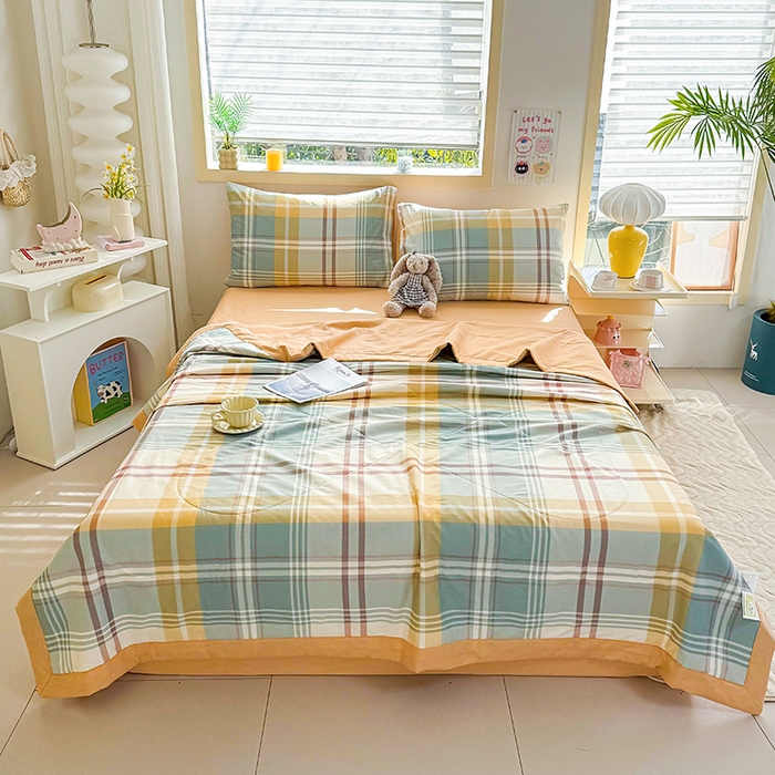 91家纺网 家纺一手货源 找家纺 禹祥家纺 （包质检）2026新款A类里外全棉新疆棉夏被夏凉被空调被儿童被 飞亚-绿