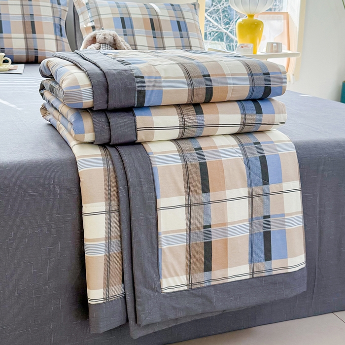 91家纺网 家纺一手货源 找家纺 禹祥家纺 （包质检）2026新款A类里外全棉新疆棉夏被夏凉被空调被儿童被 梦雅-蓝