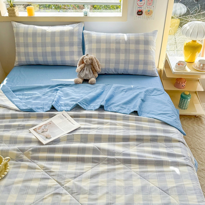 91家纺网 家纺一手货源 找家纺 禹祥家纺 （包质检）2026新款A类里外全棉新疆棉夏被夏凉被空调被儿童被 莫尼-蓝