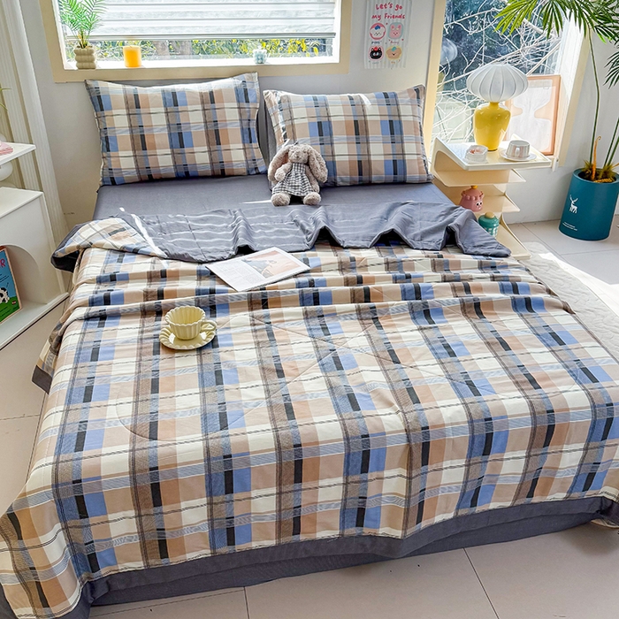 91家纺网 家纺一手货源 找家纺 禹祥家纺 （包质检）2026新款A类里外全棉新疆棉夏被夏凉被空调被儿童被 梦雅-蓝