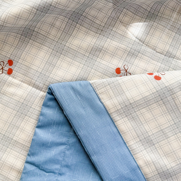 91家纺网 家纺一手货源 找家纺 禹祥家纺 （包质检）2026新款A类里外全棉新疆棉夏被夏凉被空调被儿童被 蓝格樱桃