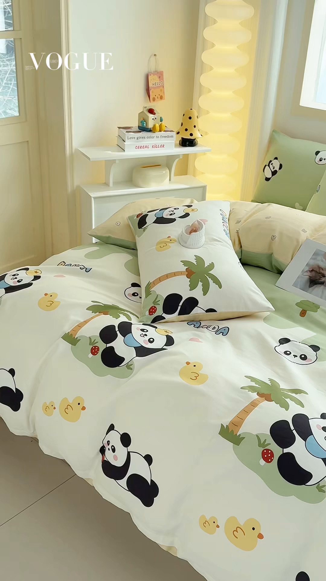 91家纺网 家纺一手货源 找家纺 小蓝孩家纺 2026新款12868全棉纯棉印花四件套（联系商家可打折，尺寸可定制） 熊猫鸭鸭乐-绿