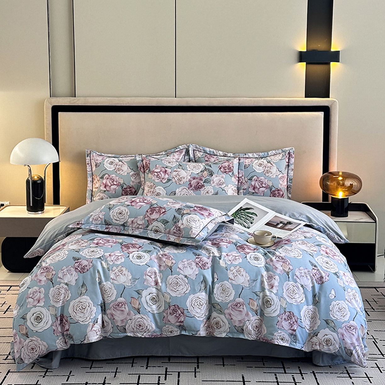 91家纺网 家纺一手货源 找家纺 （总）眷恋家纺 2026新款全棉春夏铂金棉13376数码印花四件套