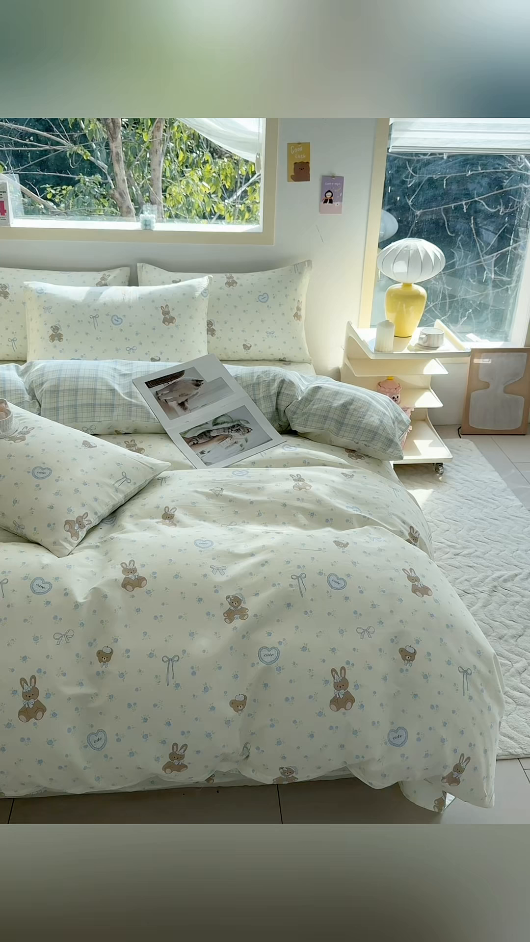 91家纺网 家纺一手货源 找家纺 小蓝孩家纺 2026新款12868全棉纯棉印花四件套（联系商家可打折，尺寸可定制） 告白兔