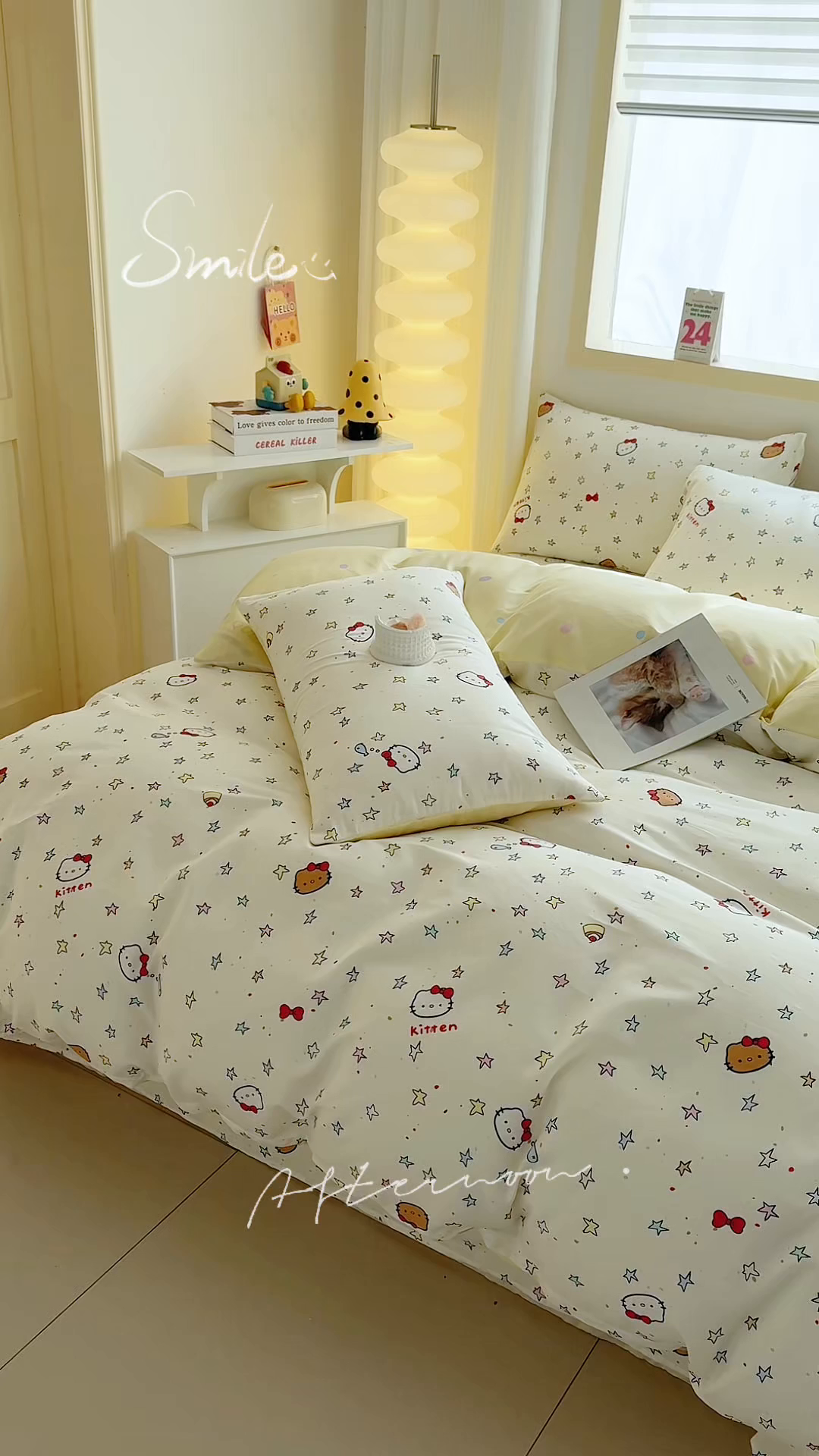 91家纺网 家纺一手货源 找家纺 小蓝孩家纺 2026新款12868全棉纯棉印花四件套（联系商家可打折，尺寸可定制） 星星凯蒂猫