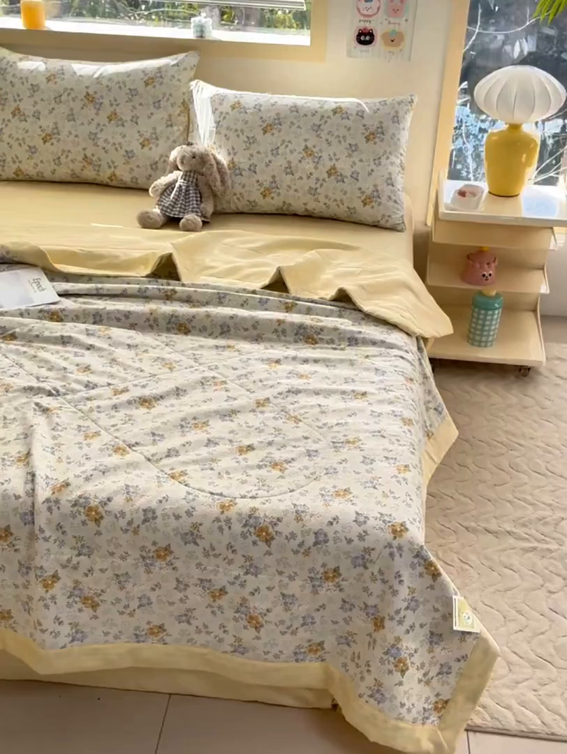91家纺网 家纺一手货源 找家纺 禹祥家纺 （包质检）2026新款A类里外全棉新疆棉夏被夏凉被空调被儿童被 花语花夕