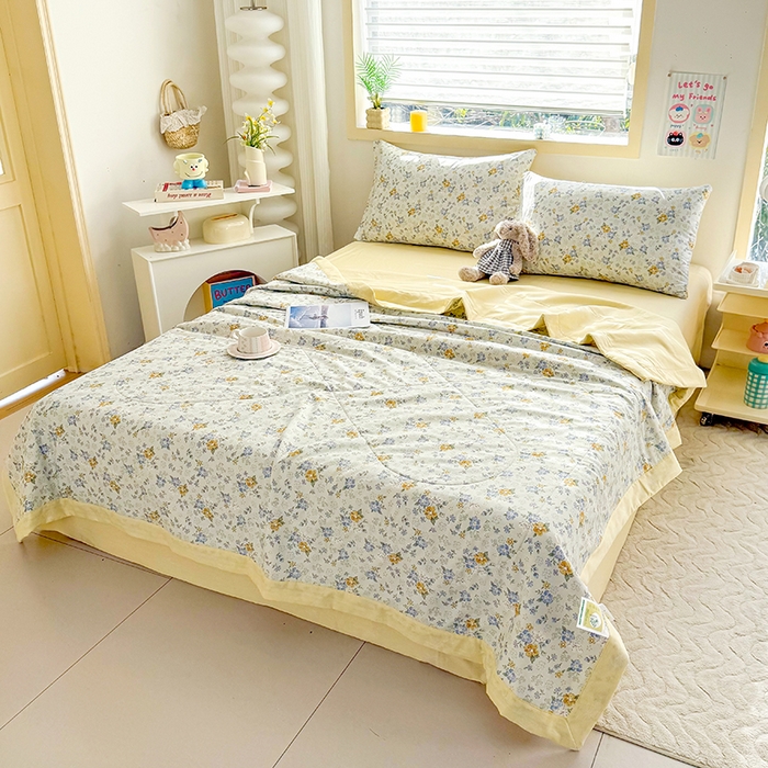 91家纺网 家纺一手货源 找家纺 禹祥家纺 （包质检）2026新款A类里外全棉新疆棉夏被夏凉被空调被儿童被 花语花夕