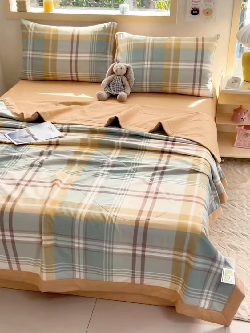 91家纺网 家纺一手货源 找家纺 禹祥家纺 （包质检）2026新款A类里外全棉新疆棉夏被夏凉被空调被儿童被 飞亚-绿