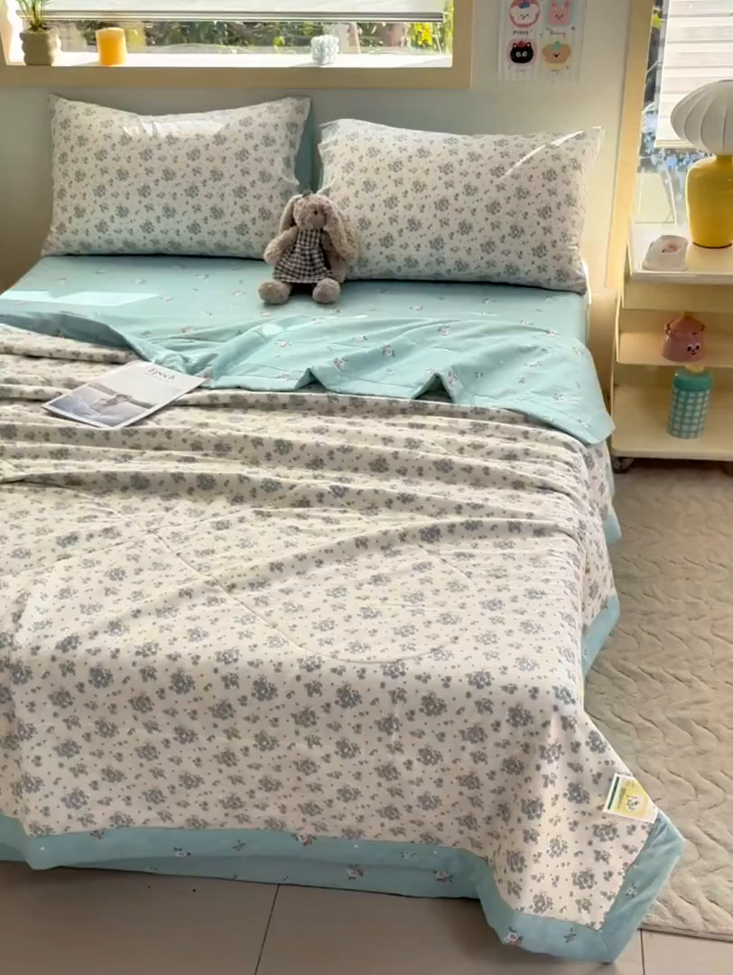 91家纺网 家纺一手货源 找家纺 禹祥家纺 （包质检）2026新款A类里外全棉新疆棉夏被夏凉被空调被儿童被 初春伊语