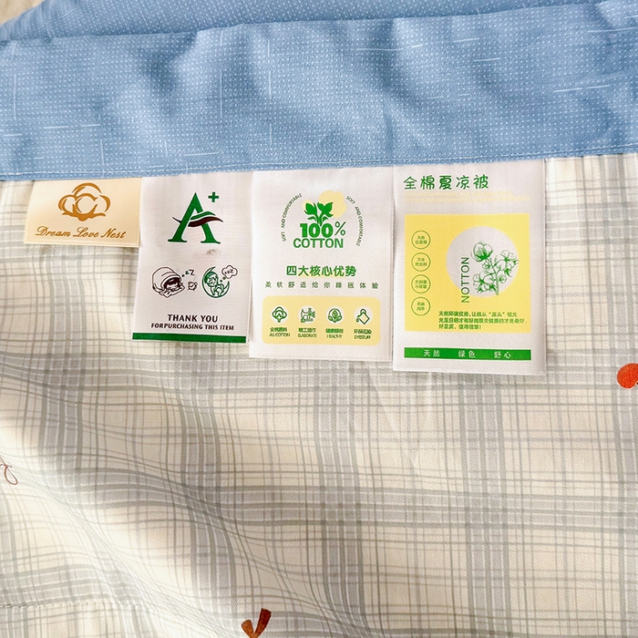 91家纺网 家纺一手货源 找家纺 禹祥家纺 （包质检）2026新款A类里外全棉新疆棉夏被夏凉被空调被儿童被 蓝格樱桃