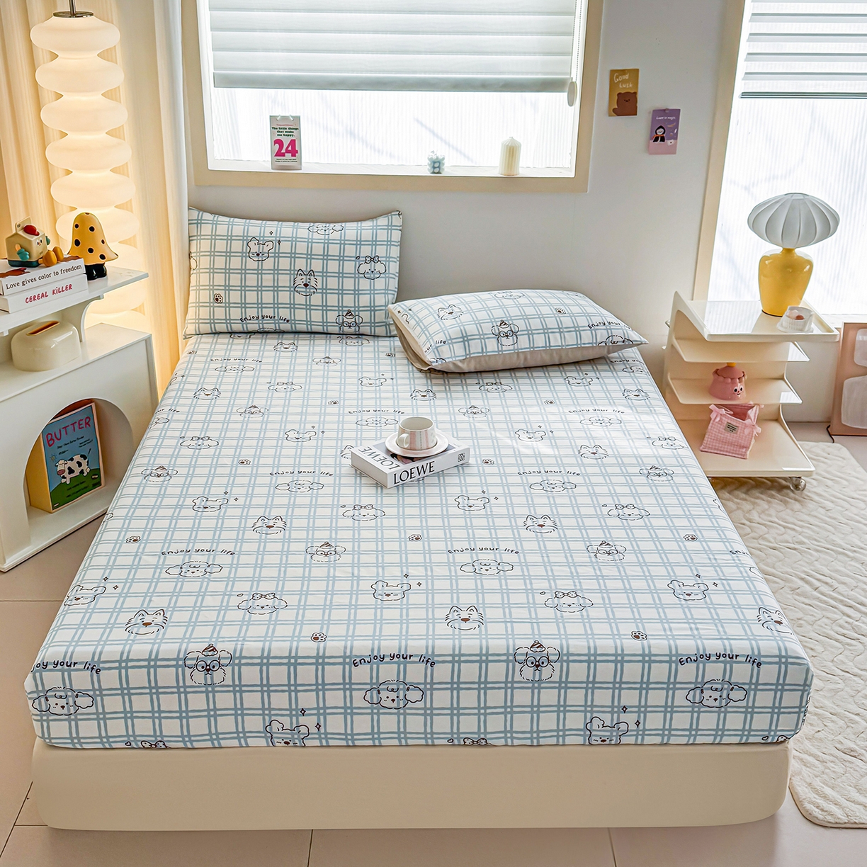 91家纺网 家纺一手货源 找家纺 （总）小蓝孩家纺 2026新款12868全棉印花单床笠(联系商家可打折，尺寸可定制)