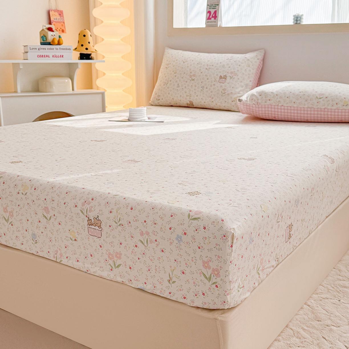 91家纺网 家纺一手货源 找家纺 小蓝孩家纺 2026新款12868全棉印花单床笠(联系商家可打折，尺寸可定制) 丛林蜜语