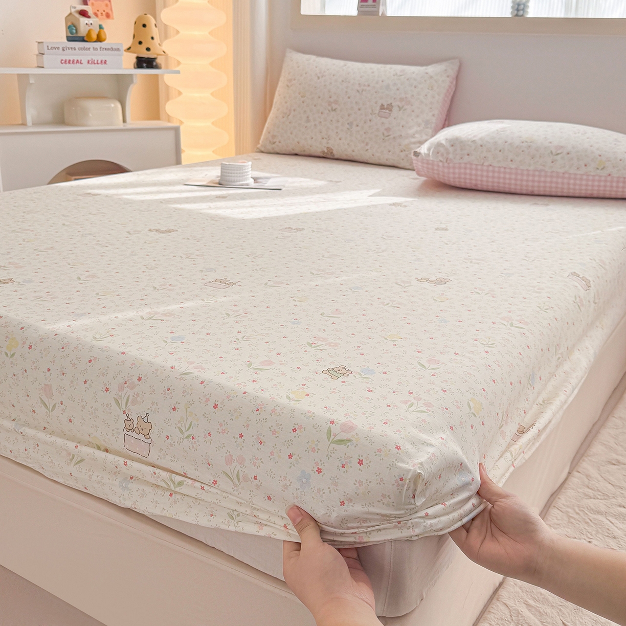 91家纺网 家纺一手货源 找家纺 小蓝孩家纺 2026新款12868全棉印花单床笠(联系商家可打折，尺寸可定制) 丛林蜜语