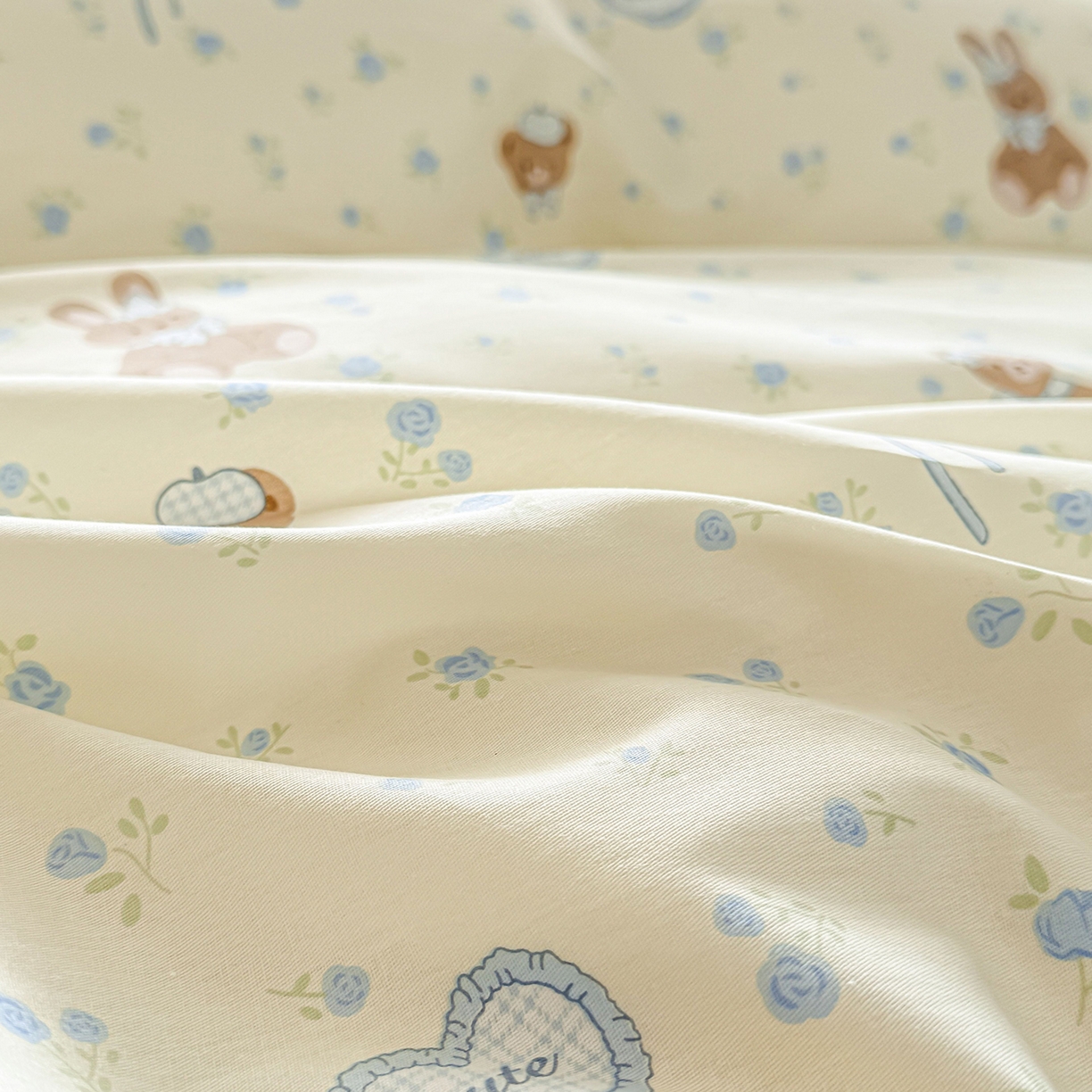 91家纺网 家纺一手货源 找家纺 小蓝孩家纺 2026新款12868全棉印花单床笠(联系商家可打折，尺寸可定制) 告白兔