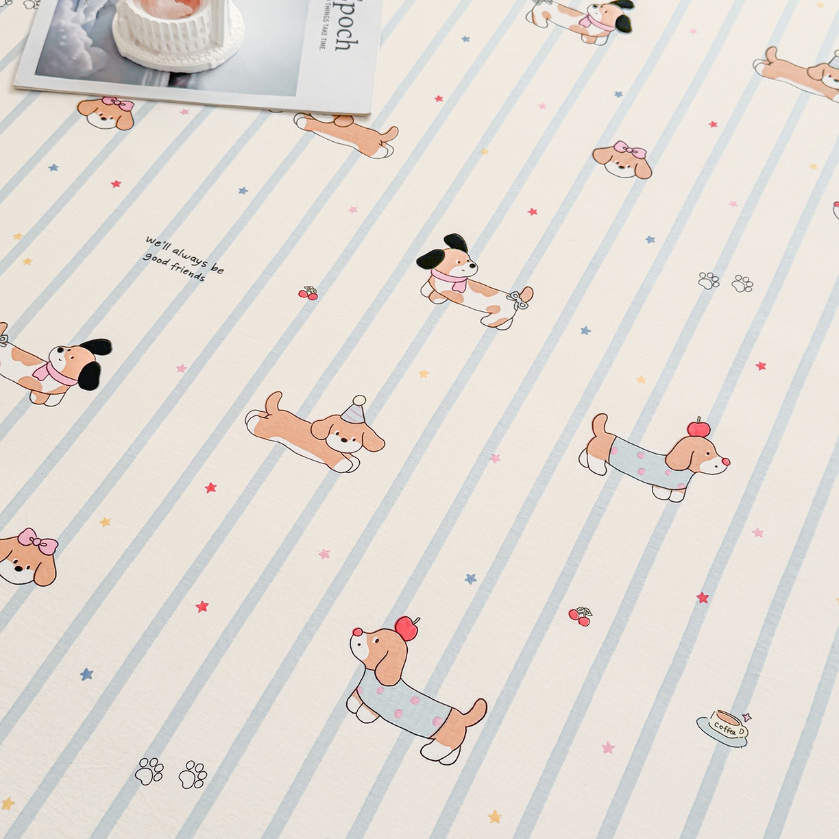 91家纺网 家纺一手货源 找家纺 小蓝孩家纺 2026新款12868全棉印花单床笠(联系商家可打折，尺寸可定制) 糖纸童年