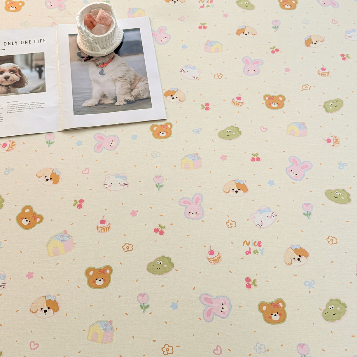 91家纺网 家纺一手货源 找家纺 小蓝孩家纺 2026新款12868全棉印花单床笠(联系商家可打折，尺寸可定制) 假日小狗